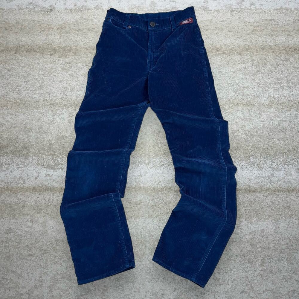 True Vintage 70s Levis Corduroy Pants 26x32 Navy Blue Made in USA 34741-5118 - Picture 2 of 5